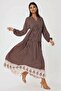 Patterned Modest V-Neck Dress