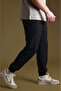 Men's Navy Blue Parachute Fabric Sweatpants |   Sports Model with Elastic Cuffs, Zipper and Back Pocket - 3