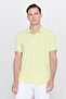 Men's Pistachio Green Slim Fit Polo Collar Printed Cotton T-Shirt