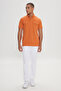 Men's Orange Slim Fit Slim Fit 100% Cotton Polo Neck T-Shirt - 2