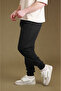 Men's Black Parachute Fabric Sweatpants |   Sports Model with Elastic Cuffs, Zipper and Back Pocket - 3
