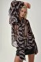Zebra Patterned Ruffle Sleeve Blouse - 2