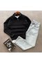 Thessaloniki Knitted Half Zipper Knitwear Sweat and Baggy Pants 2-Piece Set
