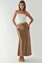 High Waist Satin Midi Skirt - 4