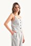 Gray Thin Strap Buttoned Top - 4