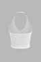 Halter Neck Jersey Crop Top - 2