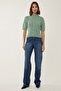 Short Sleeve Turtleneck Hair Knit Knitwear Sweater - 2