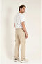 Men's Beige Parachute Fabric Sweatpants |   Cargo Pocket Pieces, with Leg Clips, Baggy Cut - 6