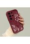 Samsung Galaxy S23 Ultra Burgundy Butterfly Silicone Case Camera Protection Shock Absorption Comfortable Grip