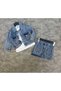 Girl's 3-Piece Denim Set with Floral Embroidered Denim Skirt - 4