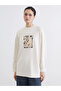 Lcw Modest Beige Crew Neck Oversize Women's Sweatshirt Tunic - 3