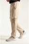 Men's Beige Parachute Fabric Sweatpants |   Cargo Pocket Pieces, with Leg Clips, Baggy Cut - 5