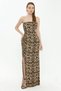 Strapless Maxi Dress - Animal Pattern - 2