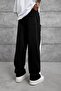 Men's Sweatpants Önde Şeri̇t Alti Black Oversize Baggy Loose Fit 3 Yarns Without Drawstrings - 4