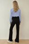 High Waist Slit Detailed Knitted Flare/ Spanish Leg Trousers - 5