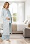 Women's Long Dressing Gown Patterned Lace Detailed Maternity 3-Piece Pajama Set - 2