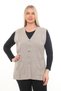 Women's Knitwear Pocketed Winter Thick Leaf Patterned Mother's Vest