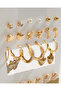 Women Gold Embellished Studs Set (12 Pair) - 7