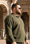 Men's Casual Plus Size Khaki Zipper Sweatshirt - 4