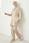 Hooded Tunic Trousers Double Set 1676 - Stone - 4