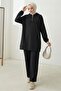 Hooded Tunic Trousers Double Set 1676 - Black - 4