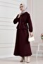 Beli Tunnel Zippered Skirt Suit-Bordo - 3