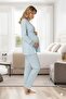 Women's Long Dressing Gown Patterned Lace Detailed Maternity 3-Piece Pajama Set - 4