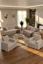 Jacquard 3+3+1+1 Ottoman Pattern Sofa, Couch, Sofa Bed Cover, with Skirt, Stretchable, Elastic, 3311 Set