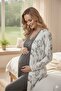 Women's Long Dressing Gown Patterned Lace Detailed Maternity 3-Piece Pajama Set - 2