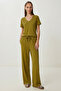 Comfortable Stretchy Knitted Top and Bottom Set Lby0006 Olive Green