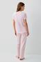 Women's V-Neck Short Sleeve Pajama Set 50% Cotton 50% Modal – Pocketed and Striped Bottom, Yumu - 4