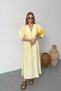 Women's Tie Detail 100% Cotton Long Dress Yellow - 26Y 3008 - 3