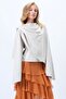 Women's Stone Crew Neck Wide Cut Design Blouse with Self-Shawl Detail Alc-X14420 - 6