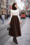 Winmoda Double Fabric Pleated Hijab Skirt with Half Zipper High Waist 95/96 cm - 4