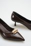Women's Buckle Detail Heeled Shoes Dark Brown Yanki - 6