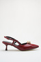 Women's Buckle Detailed Heeled Shoes Burgundy Patent Leather - 7
