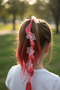 Red Color Flower Figured Hair Detailed Rubber Buckle