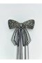 Full and Luxurious Stone-Encrusted Long Dangling Bow Model Automatic Buckle - Black Color