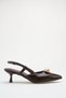 Women's Buckle Detail Heeled Shoes Dark Brown Yanki - 4