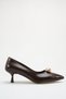 Women's Buckle Detail Heeled Shoes Dark Brown Yanki - 7