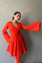 Coral Flare Sleeve Mini Dress - 241040 - 3