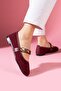 Veneta Burgundy Glitter Fabric Seashell Star Accessory Banded Ballerinas - 4