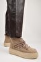 Serras Women's Leather Laced Mink Boots with Fur Inside - 6