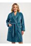 Women's Plus Size Dressing Gown - Velvet Shawl Collar with Pockets 100% Cotton Petrol Dressing Gown Cot618134