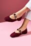 Veneta Burgundy Glitter Fabric Seashell Star Accessory Banded Ballerinas - 2