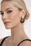 Women's Gold Color Hammered Textured Dangle Earrings – Brown Acrylic Detail - 2