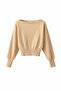 6988 Women's Asymmetrical Rib Cut Boat Neck Knitwear Sweater Camel