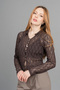 Women's Winter Coffee Oversize Shirt Collar Long Sleeve Buttoned Tulle Blouse Daily Casual Stylish 70051 - 4