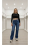 Wide Leg Cut-Leg Lycra-Free Palazzo Jeans Palazzo Trousers - 4