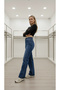 Wide Leg Cut-Leg Lycra-Free Palazzo Jeans Palazzo Trousers - 2